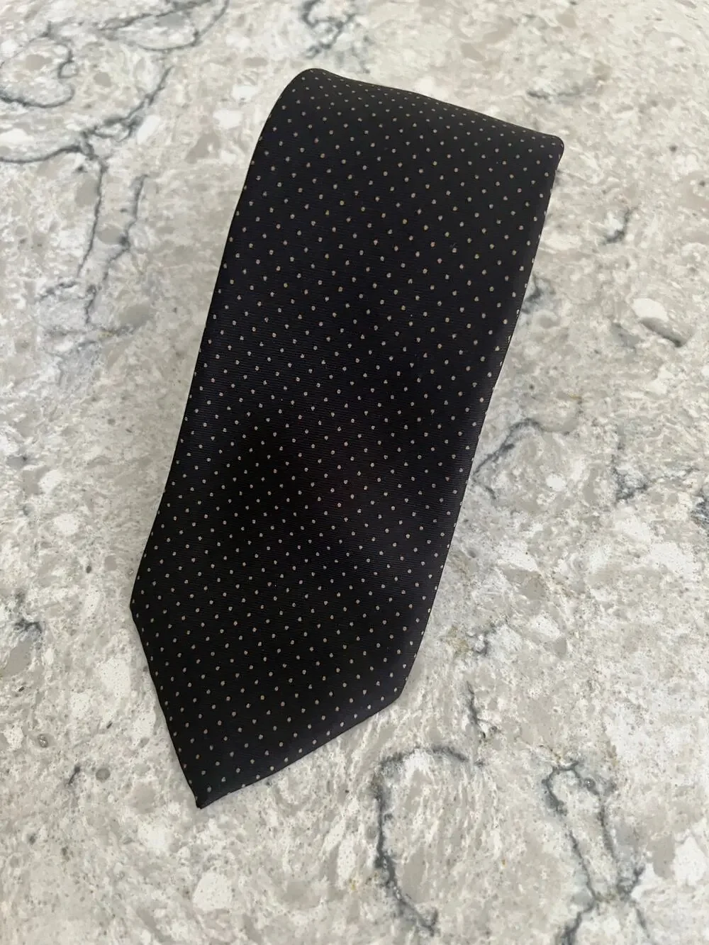Arturo Phillipe Men's 100% Imported Silk Neck Tie Black w Brown Polka Dots JL